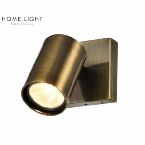 Plafonska spot lampa bronzane boje, sa jednim reflektorom u kome se nalazi sijalično grlo tip GU10.
