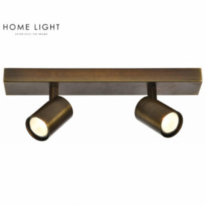 Spot lampa u boji bronze sa 2 reflektora u kojima se nalazi sijalično grlo tip GU10.
