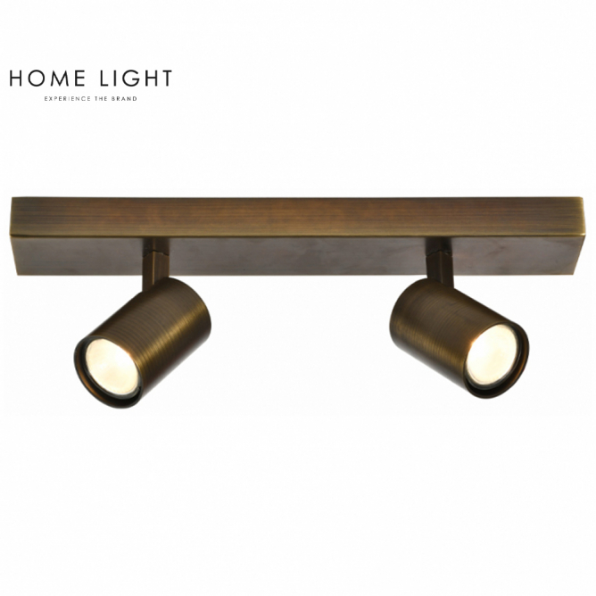 Spot lampa u boji bronze sa 2 reflektora u kojima se nalazi sijalično grlo tip GU10.
