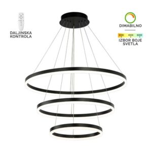 LED visilica Forma F2047-130V BK koja dolazi u crnoj boji doprinosi modernom izgledu vaših prostorija.Jačina od 130W sa integrisanim LED svetlom omogućiče vam dugotrajno i elegantno osvetljenje.Takođe poseduje daljinski upravljač za odabir boje svetla u rasponu od 3000K do 6400K kao i dimovaje,sto omogućava da podesite jačinu svetla vašim potrebama.Zbog svojih dimenzija od 1200xØ400xØ600xØ800mm ova visilica je idealna za trpezarije, dnevne sobe, spavaće sobe.