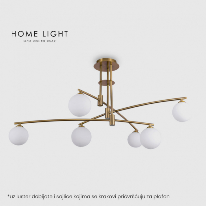 Moderan i atraktivan luster sa 6 sijaličnih grla tipa G9.