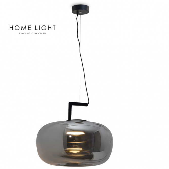 Elegantna visilica modernog kružnog dizajna sa providnim abažurom u boji dimljenog stakla. Snage je 12W i daje led svetlost toplo bele (žute) boje.