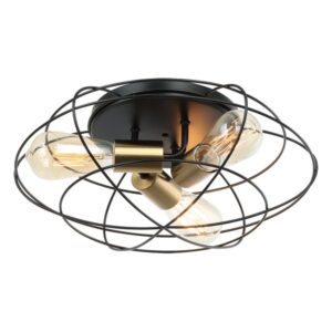 Crna metalna plafonska lampa Forma F7247-3C sa tri zlatna grla (E27), dimenzija 270xØ370mm.Može se iskoristiti za osvetljenje hodnika, trpezarije, dnevne ili radne sobe.
