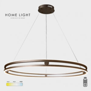 Braon LED luster sa 48W snage, dimabilan i sa mogućnošću promene boje svetla (3000K, 4000K, 6000K), idealan je za komercijalne prostore ili moderne dnevne boravke.