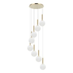 Luster Forma F7046-8LS SG+WH sa osam grla (E27) unosi moderan i sofisticiran izgled u svaki prostor. Izrađen je od metala u zlatnoj boji i stakla u mlečno beloj boji, što mu daje prefinjen i luksuzan karakter. Njegov savremeni dizajn, upotpunjen elegantnim detaljima, čini ga idealnim izborom za enterijere koji teže modernoj estetici. Vertikalna forma, sklad boja i originalna konstrukcija omogućavaju da se lako uklopi u različite stilove uređenja. Zahvaljujući dimenzijama 600 × 1850 mm, ovaj upečatljiv luster savršeno se uklapa u trpezarije, dnevne i spavaće sobe, gde postaje centralni dekorativni element prostora.