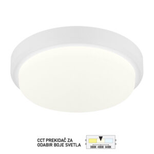 Spoljna LED plafonjera Forma PS8301 BK crna, sa snagom od 24W i integrisanim LED izvorom svetla omogućiče vam dugotrajno osvetljenje.Takođe poseduje CCT prekidač za odabir boje svetla od 3000K, 4000K ili 6400K,sto omogućava da podesite boju svetla prema vašim potrebama.Izrađena u kombinaciji ABS plasike i polikarbonata ova plafonjera garantuje dugotrajnost i sigurnost u vašem domu.Ima IP54 zaštitu što je čini idealnim rešenjem za osvetljavanje spoljnog prostora.Dimenzije ove plafonjere su 230x60mm