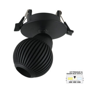 Ugradna LED lampa Forma LU-11-7 BK sa snagom od 7W sa integrisanim LED izvorom svetla. Takođe poseduje prekidač za odabir boje svetla od 3000K, 4000K ili 6400K,sto omogućava da podesite jačinu svetla vašim potrebama. Napravljena je od aluminijuma crne boje.Dizajnirana je tako da omogućava usmeravanje svetla i rotaciju po želji, pružajući fleksibilnost u osvetljavanju određenih zona u prostoriji.Zbog svojih dimenzija od 100xØ55xØ60mm ova lampa je diskretna i lako se integriše u bilo koji ambijent.