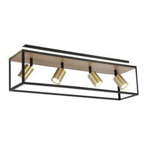Spot lampa Forma FG154-4 BK+WD sa četiri grla (GU10) i 24W jačine sa integrisanim LED svetlom i bojom svetla od 4000K doprinosi modernom izgledu vaših prostorija.Izrađena je od metala u crnoj boji i sa elementima od drveta, dok je grlo u boji zlata.Dizajn je modernog karaktera, sa elegantnim detaljima koji upotpunjuju njen luksuzni izgled.Zahvaljujući elegantnom horizontalnom obliku, bojama, originalnom i modernom dizajnu, može se uklopiti uz većinu enterijera.Zbog svojih dimenzija od 200x720x200mm ova lampa je idealna za trpezarije, dnevne sobe, spavaće sobe.