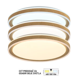LED plafonjera Forma LP-204-36X WD dolazi boji drveta u jačini od 36W sa integrisanim LED svetlom.Takođe poseduje daljinski upravljač koji omogućava odabir boje svetlosti od 3000K do 6400K.Izrađena je od plastike u dimenzijama 70xØ510mm. Idealna je za dnevne boravke, spavaće sobe, kancelarije i hodnike.