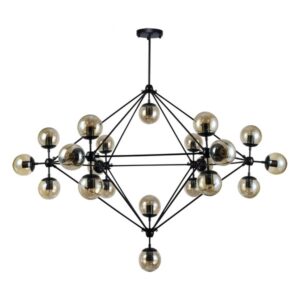 Crni dekorativni luster Forma Luster F7241-21L izrađen od metala i stakla sa 21 grlom (E27).Zbog svojih dimenzija od 1700x1150mm , ovaj luster je pogodan za trpezarije, predvorja, dnevne i spavaće sobe