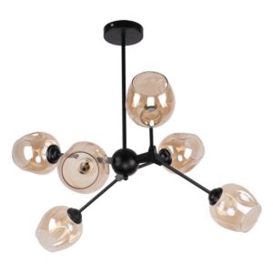 Luster Forma F7268-6L BK sa šest E27 grla, dodaće vašem prostoru dugotrajno i elegantno osvetljenje.Izrađen je od metala crne boje dok je staklo u amber boji.Ovaj luster garantuje dugotrajan rad i sofisticiran izgled vašeg prostora, a njene dimenzije od 630x630x650mm omogućavaju da se lako uklopi u različite prostore, bilo da se radi o dnevnoj sobi,trpezariji ili spavaćoj sobi.