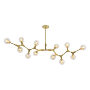 Luster Forma FK9004-12L sa dvanaest G9 grla, dodaće vašem prostoru dugotrajno i elegantno osvetljenje.Izrađen je od metala(boja zlata) i stakla.Specifičnist ovog lustera ogleda se u tome sto se unutar belih kugli nalaze i kugle amber boje.Ovaj luster garantuje dugotrajan rad i sofisticiran izgled vašeg prostora, a njene dimenzije od 1400x570mm omogućavaju da se lako uklopi u različite prostore, bilo da se radi o dnevnoj sobi,trpezariji ili spavaćoj sobi.