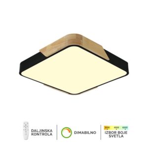 LED plafonska lampa Forma F2812-20C BK+WD koja dolazi u crnoj boji sa delovima od drveta,doprinosi modernom izgledu vaših prostorija. Jačina od 20W sa integrisanim LED svetlom omogućiće vam dugotrajno i elegantno osvetljenje.Takođe poseduje daljinski upravljač za odabir boje svetla u rasponu od 3000K do 6400K kao i dimovaje,sto omogućava da podesite jačinu svetla vašim potrebama.Zbog svojih dimenzija od 320x320mm ova lampa je idealna za osvetljenje trpezarije, spavaće ili dnevne sobe.