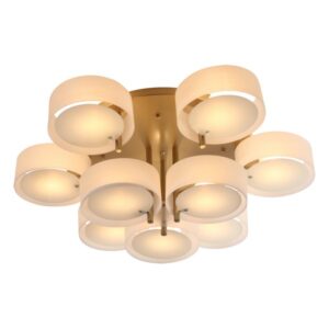 Plafonska lampa Forma F7030-9C SG dodaće vašem prostoru dugotrajno i elegantno osvetljenje. Opremljena je sa devet E27 grla što pruža mogućnost izbora sijalica koje želite. Mat zlatna boja lampe dodaje prestižan izgled, a njene dimenzije od 950x325mm omogućavaju da se lako uklopi u različite prostore, bilo da se radi o dnevnoj sobi, hodniku ili spavaćoj sobi. Izrađena od metala i stakla(abažur), ova lampa je elegantna, garantuje dugotrajan rad i sofisticiran izgled vašeg prostora.