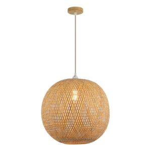 Viseća lampa Forma F7853-1V NT spaja prirodne materijale i ručni rad, unoseći toplinu i posebnu atmosferu u svaki prostor. Napravljena je od pažljivo pletenih listova bambusa, koji propuštaju prijatno, toplo svetlo i bacaju zanimljive senke po prostoriji. Svaka lampa je unikatna, jer je ručno izrađena, što dodatno doprinosi njenom šarmu i autentičnosti. Opremljena je jednim grlom za sijalicu tipa E27, što omogućava izbor osvetljenja po vašoj želji. Dimenzije lampe su 400×1600 mm, što je čini idealnim izborom za dnevne sobe, trpezarije, spavaće sobe, ali i ambijentalno osvetljenje u ugostiteljskim objektima.