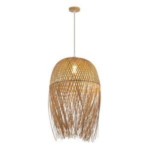 Viseća lampa Forma F7858-1V NT spaja prirodne materijale i ručni rad, unoseći toplinu i posebnu atmosferu u svaki prostor. Napravljena je od pažljivo pletenih listova bambusa, koji propuštaju prijatno, toplo svetlo i bacaju zanimljive senke po prostoriji. Svaka lampa je unikatna, jer je ručno izrađena, što dodatno doprinosi njenom šarmu i autentičnosti. Opremljena je jednim grlom za sijalicu tipa E27, što omogućava izbor osvetljenja po vašoj želji. Dimenzije lampe su 450×1800 mm, što je čini idealnim izborom za dnevne sobe, trpezarije, spavaće sobe, ali i ambijentalno osvetljenje u ugostiteljskim objektima