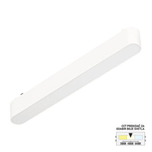 LED magnetna svetiljka Forma FMS1001-12 WH predstavlja moderno i funkcionalno rešenje za osvetljenje, namenjeno montaži na magnetnu ultra slim šinu. Zahvaljujući izduženom i tankom kućištu dimenzija 235×30x25mm, izrađenom od aluminijuma i plastike u elegantnoj beloj boji, svetiljka se neupadljivo uklapa u svaki savremen enterijer, zadržavajući čist i minimalan estetski utisak. Opremljena je integrisanim LED svetlom jačine 12W, koje pruža ravnomerno i prijatno osvetljenje, dok mlečno beli difuzor ravnomerno raspršuje svetlost. CCT prekidač omogućava izbor boje svetla – 3000K, 4000K ili 6400K, u zavisnosti od željenog ambijenta. Ultra slim šina, uz tanak dizajn svetiljke, doprinosi elegantnom i diskretnom izgledu prostora, čineći rasvetu gotovo neprimetnom dok u potpunosti zadovoljava sve funkcionalne potrebe.