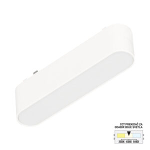 LED magnetna svetiljka Forma FMS1001-6 WH predstavlja moderno i funkcionalno rešenje za osvetljenje, namenjeno montaži na magnetnu ultra slim šinu. Zahvaljujući izduženom i tankom kućištu dimenzija 120x30x25mm, izrađenom od aluminijuma i plastike u elegantnoj beloj boji, svetiljka se neupadljivo uklapa u svaki savremen enterijer, zadržavajući čist i minimalan estetski utisak. Opremljena je integrisanim LED svetlom jačine 6W, koje pruža ravnomerno i prijatno osvetljenje, dok mlečno beli difuzor ravnomerno raspršuje svetlost. CCT prekidač omogućava izbor boje svetla – 3000K, 4000K ili 6400K, u zavisnosti od željenog ambijenta. Ultra slim šina, uz tanak dizajn svetiljke, doprinosi elegantnom i diskretnom izgledu prostora, čineći rasvetu gotovo neprimetnom dok u potpunosti zadovoljava sve funkcionalne potrebe.