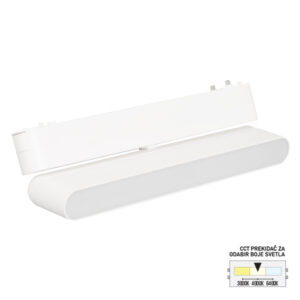 LED magnetna svetiljka Forma FMS1101-12 WH predstavlja moderno i funkcionalno rešenje za osvetljenje, namenjeno montaži na magnetnu ultra slim šinu. Zahvaljujući izduženom i tankom kućištu dimenzija 235x25x81mm, izrađenom od aluminijuma i plastike u elegantnoj beloj boji, svetiljka se neupadljivo uklapa u svaki savremen enterijer, zadržavajući čist i minimalan estetski utisak. Opremljena je integrisanim LED svetlom jačine 12W, koje pruža ravnomerno i prijatno osvetljenje, dok mlečno beli difuzor ravnomerno raspršuje svetlost. CCT prekidač omogućava izbor boje svetla – 3000K, 4000K ili 6400K, u zavisnosti od željenog ambijenta. Zahvaljujući magnetnoj šinskoj montaži, omogućeno je lako postavljanje, pomeranje i precizno usmeravanje same svetiljke. Ultra slim šina, uz tanak dizajn svetiljke, doprinosi elegantnom i diskretnom izgledu prostora, čineći rasvetu gotovo neprimetnom dok u potpunosti zadovoljava sve funkcionalne potrebe.