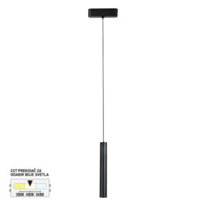 LED magnetna visilica Forma FMS4001-10 BK u crnoj boji predstavlja moderno i minimalističko rešenje za akcentno ili opšte osvetljenje, dizajnirano za montažu na magnetne ultra slim šine. Sa prečnikom od 55 mm i tankim, diskretnim dizajnom, savršeno se uklapa u savremene enterijere bez narušavanja estetike prostora. Ugrađeni LED izvor jačine 10W pruža prijatno i ravnomerno osvetljenje, dok CCT prekidač omogućava izbor boje svetla – 3000K, 4000K ili 6400K – u skladu sa željenim ambijentom i funkcionalnim zahtevima. Ultra slim šina, uz tanak dizajn visilice, doprinosi elegantnom i diskretnom izgledu prostora, čineći rasvetu gotovo neprimetnom dok u potpunosti zadovoljava sve funkcionalne potrebe.