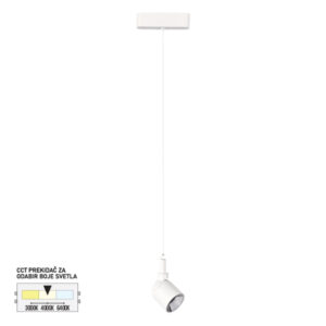 LED magnetna visilica Forma FMS4002-7 BK u crnoj boji predstavlja moderno i minimalističko rešenje za akcentno ili opšte osvetljenje, dizajnirano za montažu na magnetne ultra slim šine. Sa prečnikom od 50 mm i tankim, diskretnim dizajnom, savršeno se uklapa u savremene enterijere bez narušavanja estetike prostora. Na završetku visilice smešten je integrisani LED reflektor jačine 7W, koji obezbeđuje precizno i prijatno svetlo, dok CCT prekidač omogućava izbor boje svetla – 3000K, 4000K ili 6400K – u skladu sa željenim ambijentom i funkcionalnim zahtevima. Ultra slim šina, uz tanak dizajn visilice, doprinosi elegantnom i diskretnom izgledu prostora, čineći rasvetu gotovo neprimetnom dok u potpunosti zadovoljava sve funkcionalne potrebe.
