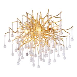 Zidna lampa Forma F4203-3Z GD predstavlja savršen spoj luksuza, elegancije i savremenog dizajna. Izrađena od metala u zlatnoj boji i ukrašena dekorativnim kristalima, ova lampa unosi toplinu i sofisticiran sjaj u svaki prostor. Njena struktura od tankih metalnih grana, koje se prepliću i nose kristalne elemente, stvara očaravajuću igru svetlosti i refleksija. Opremljena sa tri E14 grla, zidna lampa pruža prijatno i ravnomerno osvetljenje, idealno za ambijentalno ili dekorativno svetlo. Sa dimenzijama od 600 x 300 mm, savršeno se uklapa u dnevne sobe, hodnike, spavaće sobe ili reprezentativne hotelske prostore, gde doprinosi stvaranju elegantne i harmonične atmosfere.