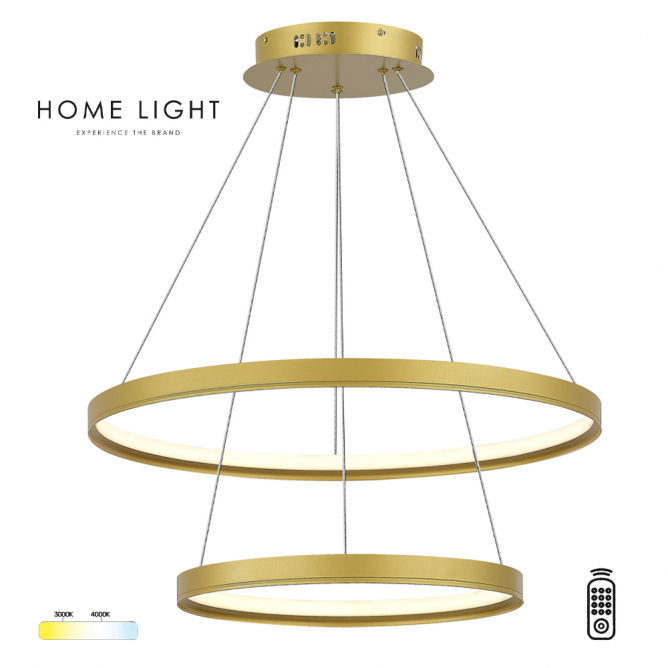 Solea 62 LED luster snage 50W u zlatnoj boji predstavlja spoj snažnog osvetljenja i dekorativnog dizajna. Opremljen je daljinskim upravljačem za jednostavno podešavanje temperature svetla između 3000K i 4000K.