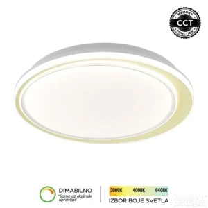 LED plafonska lampa Forma LP-422-54R PK u atraktivnoj roze boji donosi moderan izgled i visok nivo funkcionalnosti u svaki enterijer. Izrađena je od metala i akrila, što joj obezbeđuje dugotrajnost i kvalitetnu završnu obradu. Sa snagom od 54W i integrisanim LED izvorom svetla, pruža snažno, dugotrajno i energetski efikasno osvetljenje. Omogućava podešavanje temperature boje svetla u rasponu od 3000K do 6400K, kao i dimovanje, čime lako prilagođavate ambijent svojim potrebama (uz daljinski upravljač F2006RI koji se kupuje zasebno). Dodatnu praktičnost pruža CCT memory funkcija, zahvaljujući kojoj lampa pamti poslednje izabranu boju svetla prilikom uključivanja putem zidnog prekidača. Prečnika 400 mm, idealan je izbor za dnevne i spavaće sobe, kao i trpezarije, gde će se svojim sofisticiranim dizajnom lako uklopiti u različite stilove uređenja.