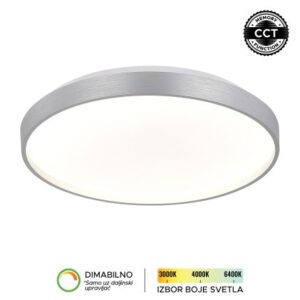 LED plafonska lampa Forma LP-409-36R SVA u elegantnoj sivoj boji donosi moderan izgled i visok nivo funkcionalnosti u svaki enterijer. Izrađena je od metala i akrila, što joj obezbeđuje dugotrajnost i kvalitetnu završnu obradu. Sa snagom od 36W i integrisanim LED izvorom svetla, pruža snažno, dugotrajno i energetski efikasno osvetljenje. Omogućava podešavanje temperature boje svetla u rasponu od 3000K do 6400K, kao i dimovanje, čime lako prilagođavate ambijent svojim potrebama (uz daljinski upravljač F2006RI koji se kupuje zasebno). Dodatnu praktičnost pruža CCT memory funkcija, zahvaljujući kojoj lampa pamti poslednje izabranu boju svetla prilikom uključivanja putem zidnog prekidača. Prečnika 330 mm, idealan je izbor za dnevne i spavaće sobe, kao i trpezarije, gde će se svojim sofisticiranim dizajnom lako uklopiti u različite stilove uređenja.