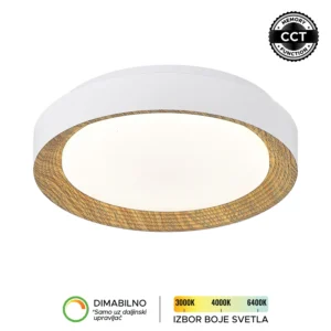 LED plafonska lampa Forma LP-405-28R BK+SG u kombinaciji crne i zlatne boje donosi moderan izgled i visok nivo funkcionalnosti u svaki enterijer. Izrađena je od metala i akrila, što joj obezbeđuje dugotrajnost i kvalitetnu završnu obradu. Sa snagom od 28W i integrisanim LED izvorom svetla, pruža snažno, dugotrajno i energetski efikasno osvetljenje. Omogućava podešavanje temperature boje svetla u rasponu od 3000K do 6400K, kao i dimovanje, čime lako prilagođavate ambijent svojim potrebama (uz daljinski upravljač F2006RI koji se kupuje zasebno). Dodatnu praktičnost pruža CCT memory funkcija, zahvaljujući kojoj lampa pamti poslednje izabranu boju svetla prilikom uključivanja putem zidnog prekidača. Prečnika 265 mm, idealan je izbor za dnevne i spavaće sobe, kao i trpezarije, gde će se svojim sofisticiranim dizajnom lako uklopiti u različite stilove uređenja.